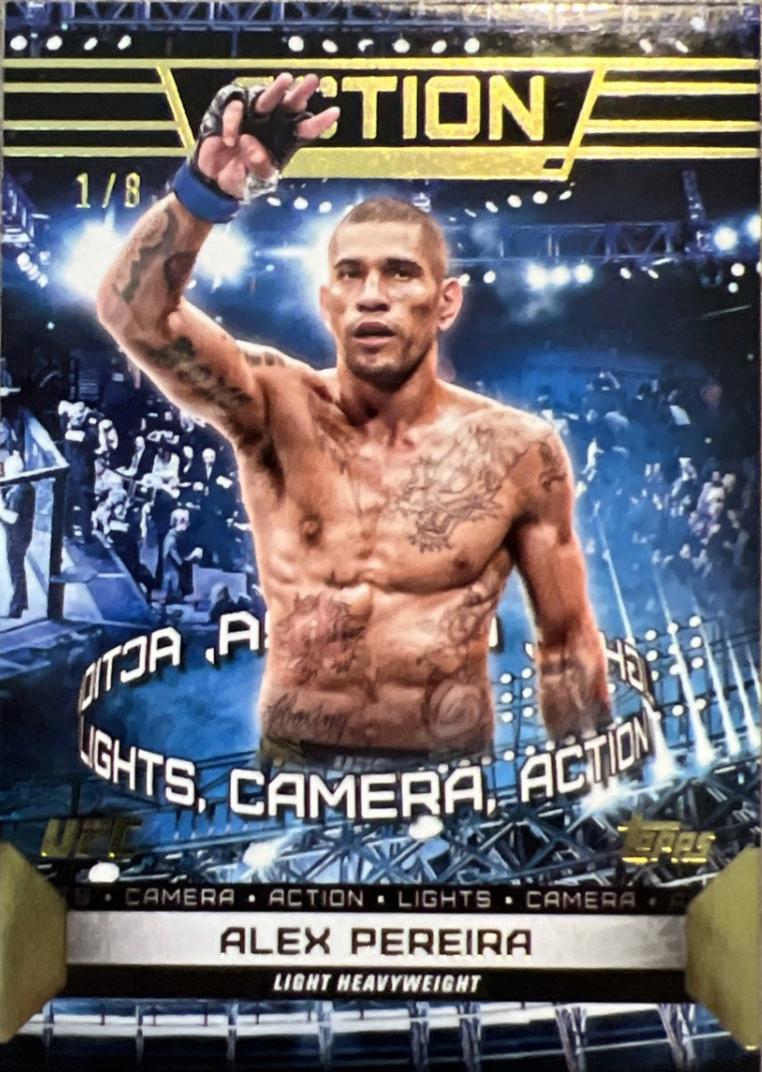 Alex Pereira 2024 Topps Knockout UFC Action (Lights, Camera, Action) #ACT-11 Gold