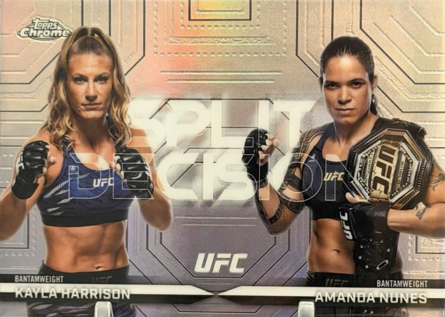 Amanda Nunes / Kayla Harrison 2026 Topps Chrome UFC Split Decision #SP-1 Red Refractor