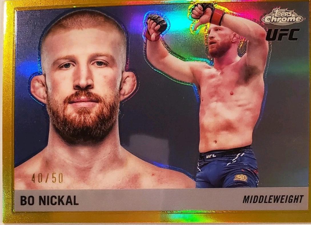 Bo Nickal 2025 Topps Chrome UFC 1955 Topps #55T-25 Gold Refractor