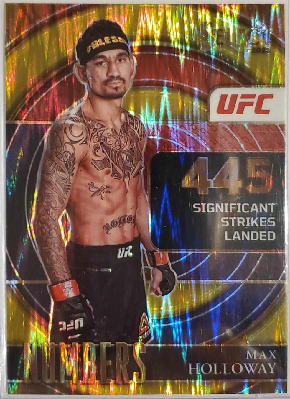 Max Holloway 2022 Panini Select UFC Select Numbers #4 Gold Flash