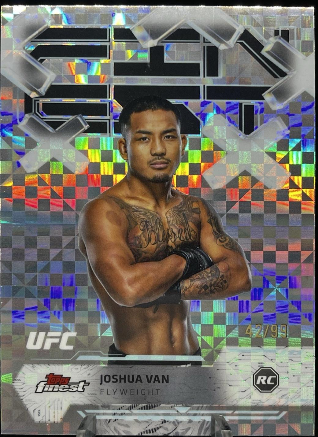 Joshua Van 2025 Topps Finest UFC Base Common #78 Blue Checkerboard Refractor
