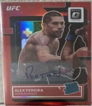 Alex Pereira 2023 Panini Donruss Optic UFC Base Rated Rookies Signatures #108 Gold Vinyl