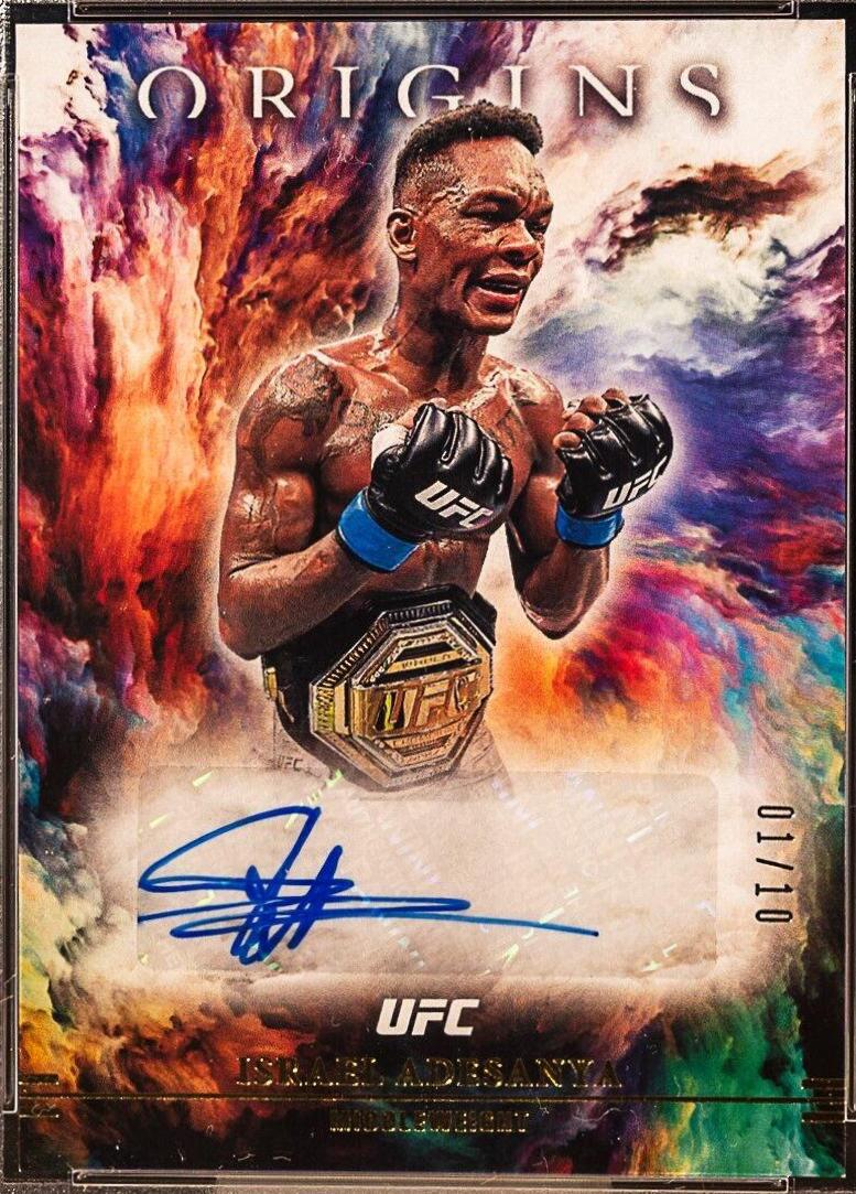 Israel Adesanya 2021 Panini Chronicles UFC Origins Autographs #8 Gold