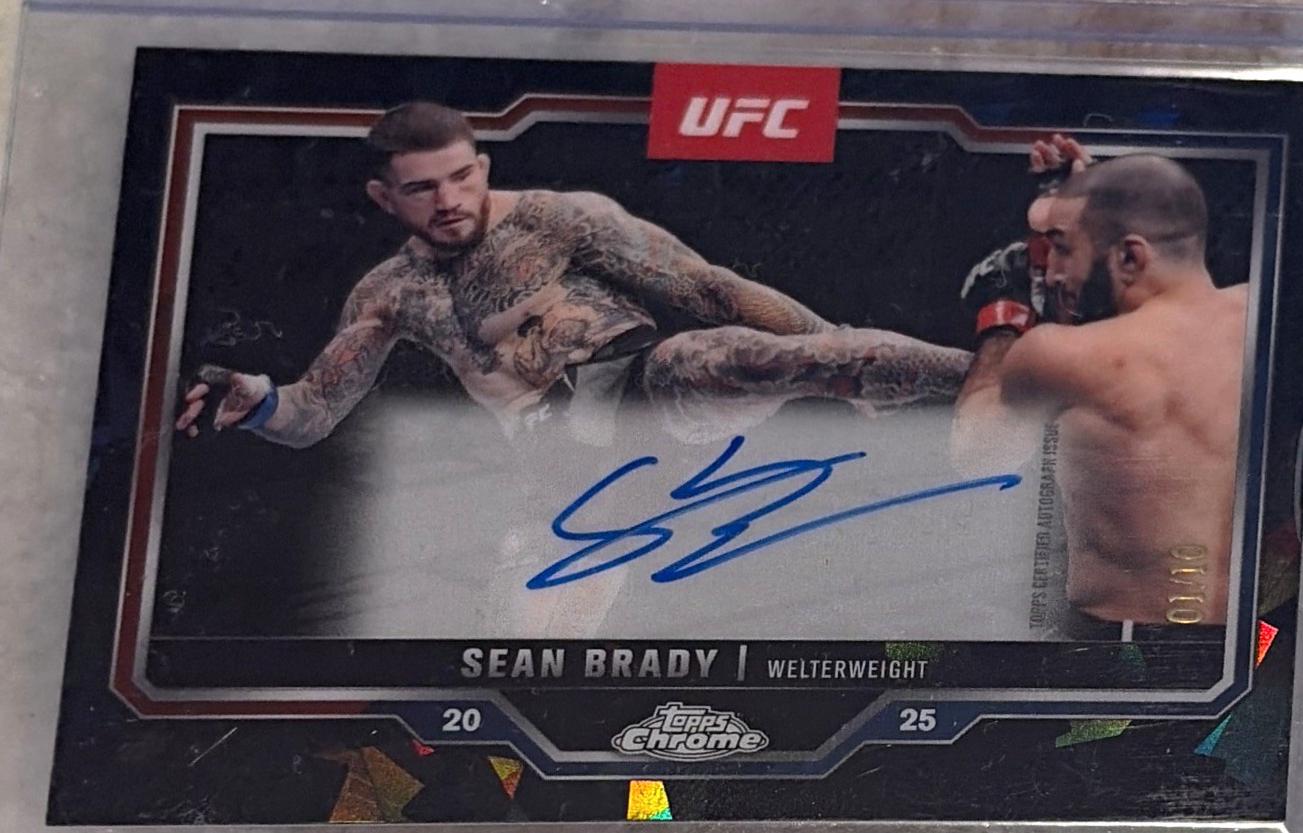 Sean Brady 2025 Topps Chrome UFC Chrome Veteran Autographs #CVA-SB Black Refractor