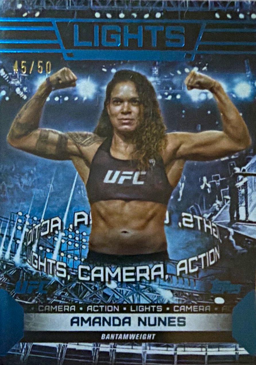 Amanda Nunes 2024 Topps Knockout UFC Lights (Lights, Camera, Action) #LTS-17 Blue