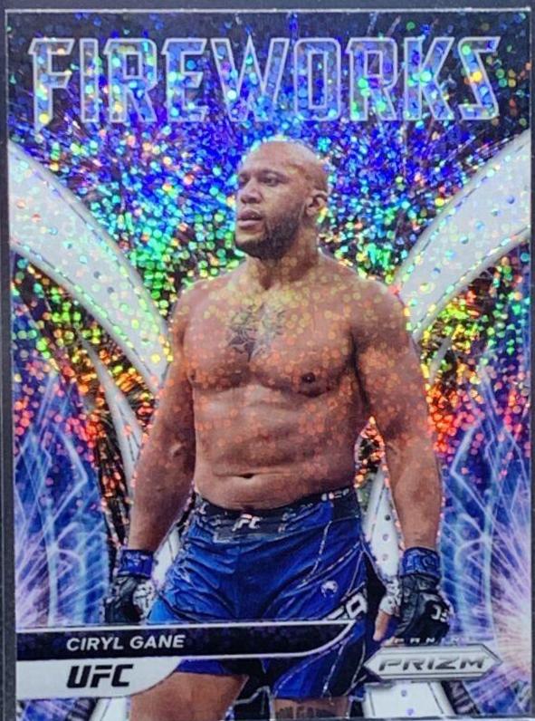Ciryl Gane 2022 Panini Prizm UFC Fireworks #12 White Sparkle