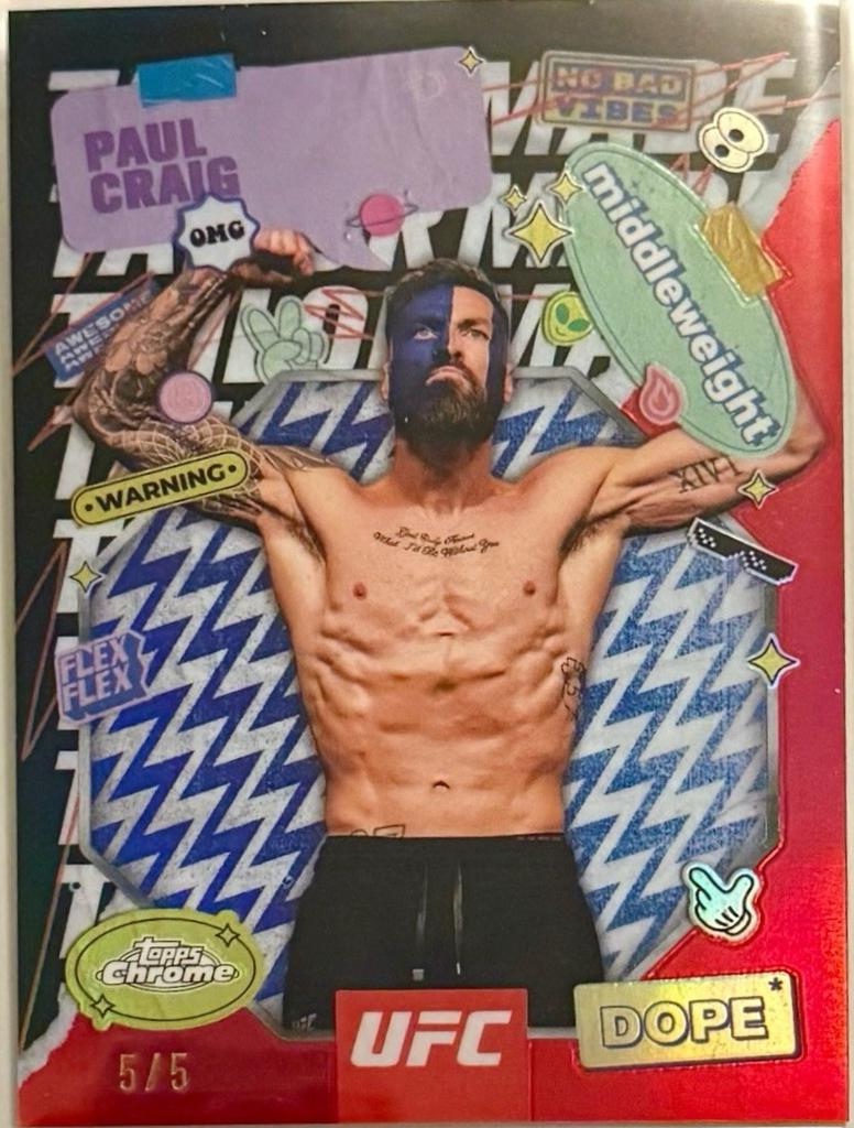 Paul Craig 2025 Topps Chrome UFC Tailor Made #TRM-6 Red Refractor