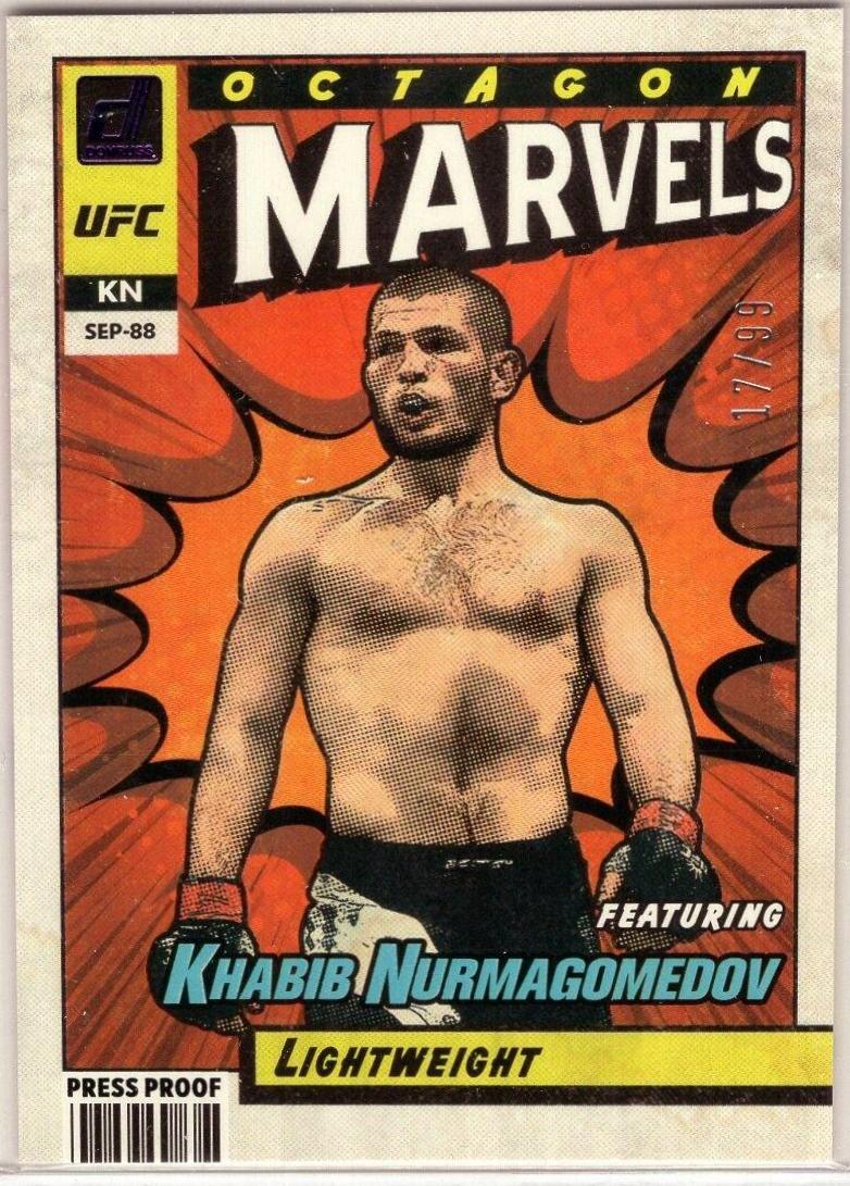 Khabib Nurmagomedov 2022 Panini Donruss UFC Octagon Marvels #11 Press Proof Purple
