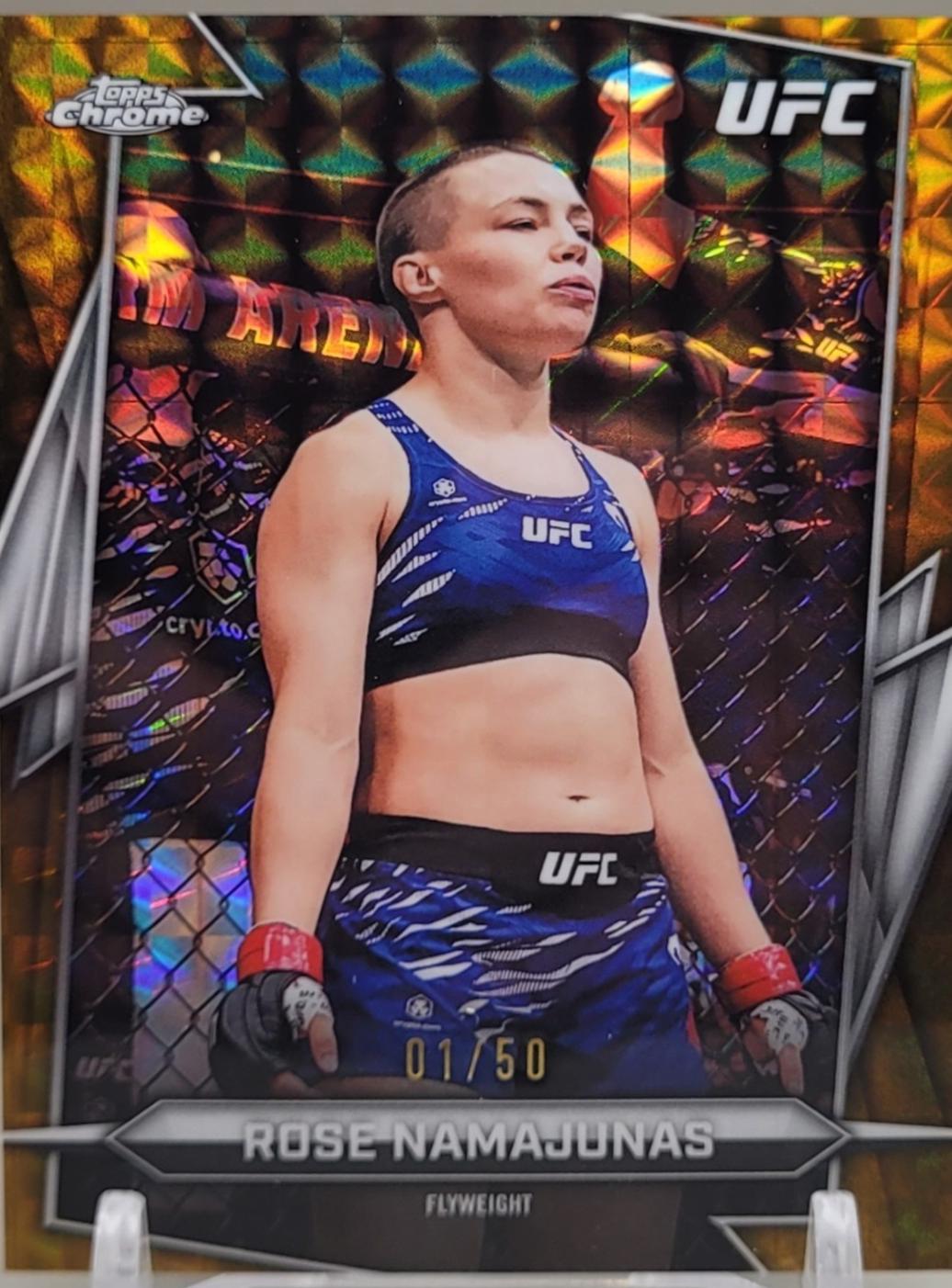 Rose Namajunas 2026 Topps Chrome UFC Base #87 Gold Geometric Refractor