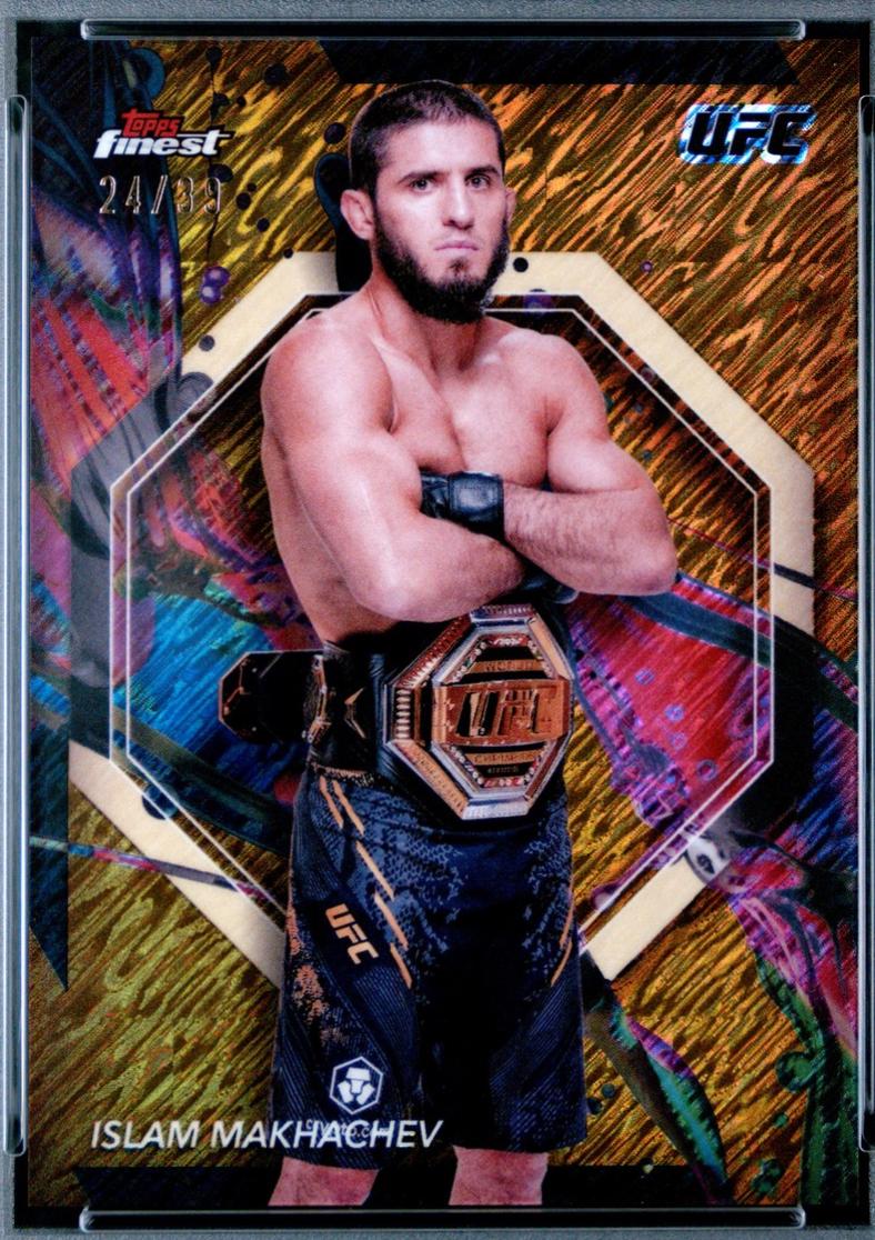 Islam Makhachev 2024 Topps Finest UFC Base Common #63 Gold Shimmer Refractor