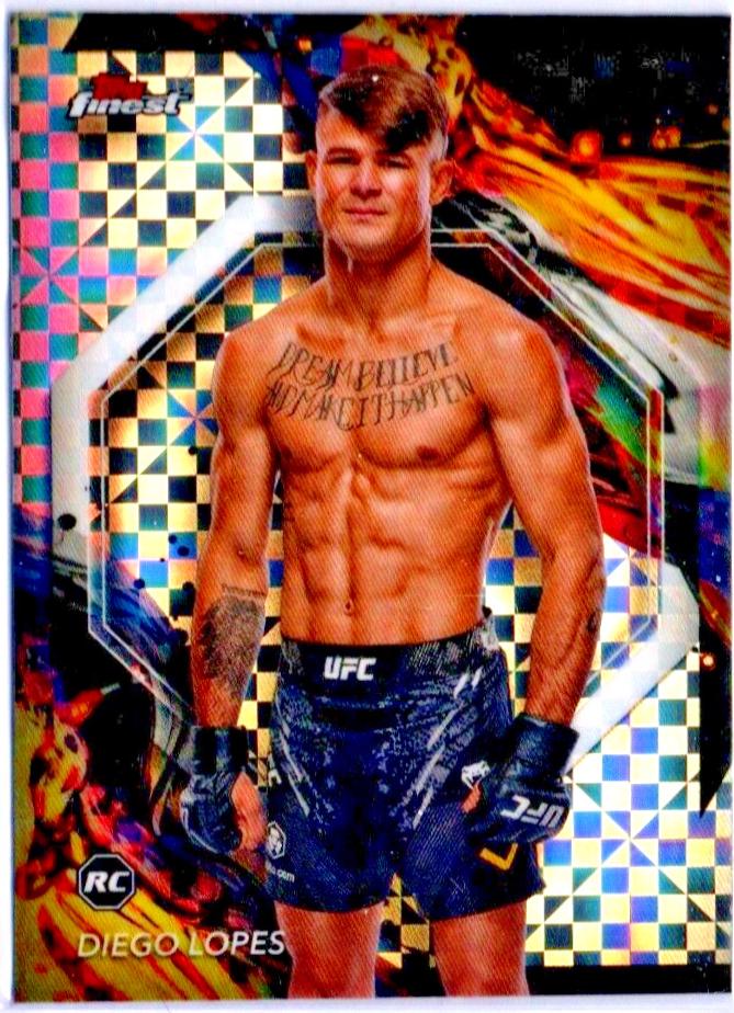 Diego Lopes 2024 Topps Finest UFC Base Uncommon #142 Checkerboard Refractor