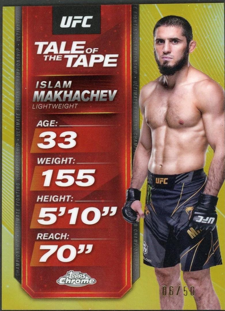 Islam Makhachev 2025 Topps Chrome UFC Tale of the Tape #TTT-21 Gold Refractor