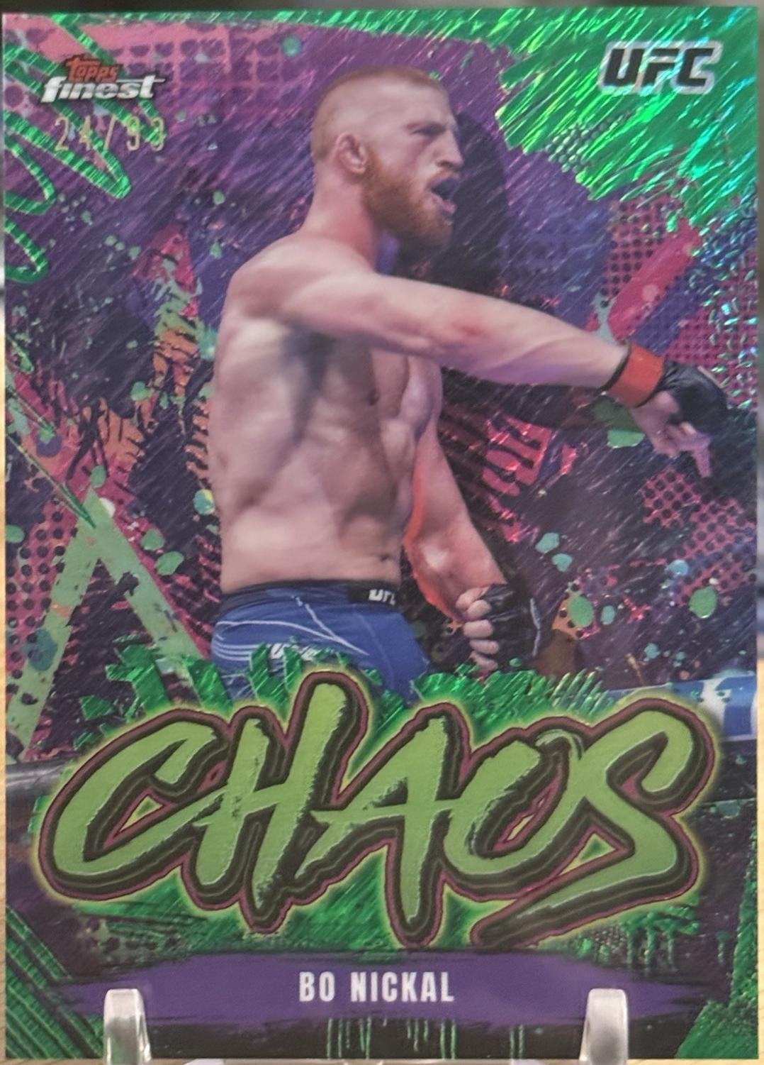 Bo Nickal 2024 Topps Finest UFC Chaos #CHA-13 Green Shimmer Refractor