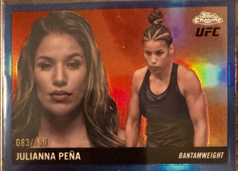 Julianna Peña 2025 Topps Chrome UFC 1955 Topps #55T-8 Blue Refractor