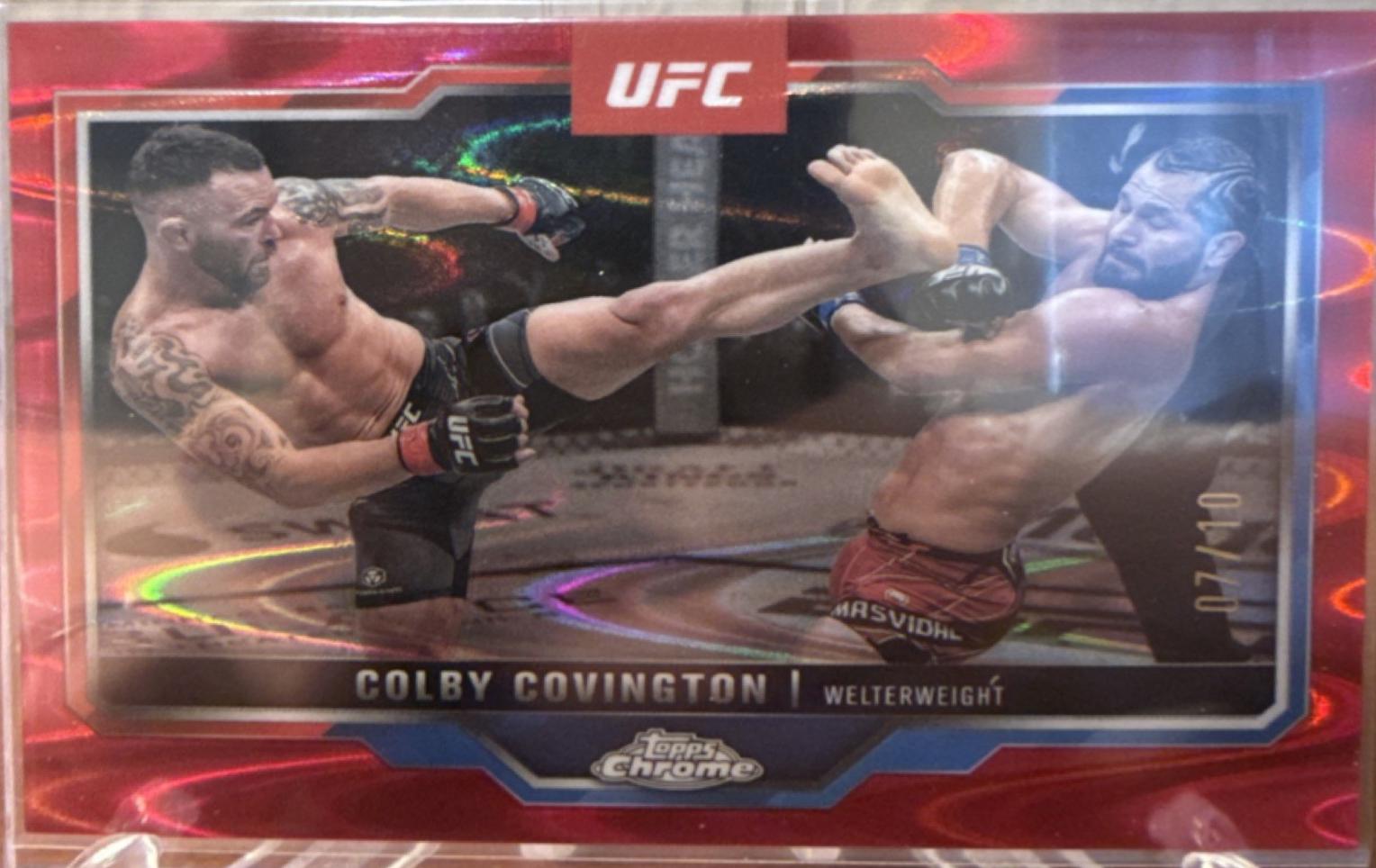 Colby Covington 2025 Topps Chrome UFC Base #154 Red Refractor