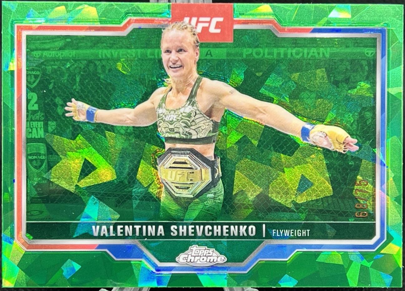 Valentina Shevchenko 2025 Topps Chrome Sapphire UFC Base Sapphire #166 Green Sapphire