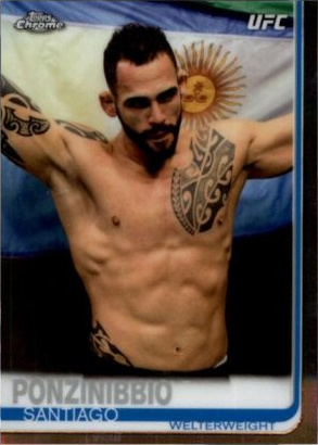 Santiago Ponzinibbio 2019 Topps Chrome UFC Base #13 Blue Wave