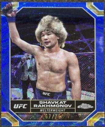 Shavkat Rakhmonov 2024 Topps Chrome UFC Base #177 Blue Wave Refractor