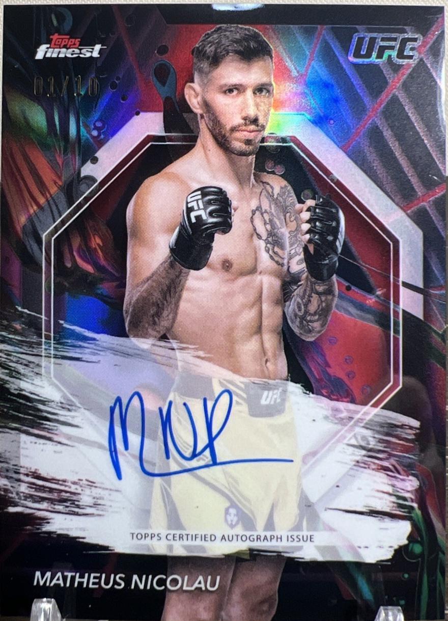 Matheus Nicolau 2024 Topps Finest UFC Finest Autographs #FA-MNU Gold Shimmer Refractor