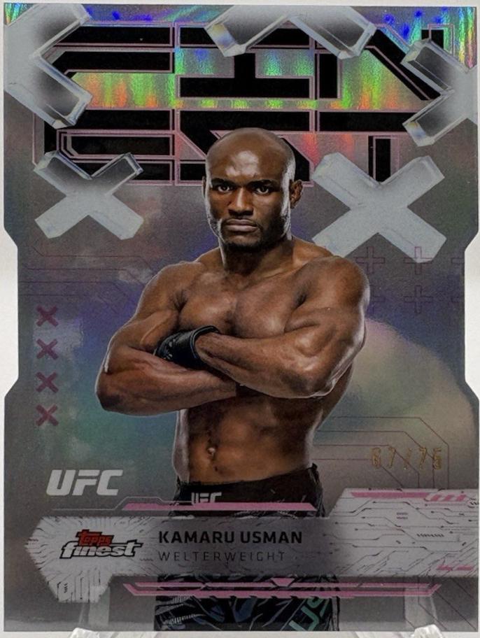 Kamaru Usman 2025 Topps Finest UFC Base Common #66 Die-Cut Refractor