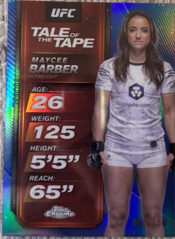 Maycee Barber 2025 Topps Chrome UFC Tale of the Tape #TTT-19 Blue Refractor