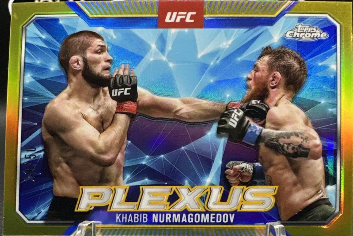Khabib Nurmagomedov 2025 Topps Chrome UFC Plexus #PLX-14 Gold Refractor