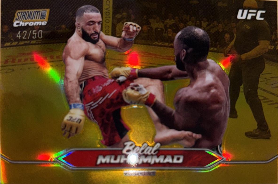 Belal Muhammad 2025 Topps Stadium Club UFC Base Chrome #C-41 Green Refractor