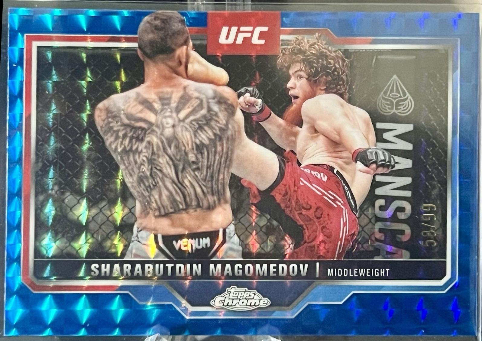 Shara Magomedov 2025 Topps Chrome UFC Base #12 Blue Geometric Refractor