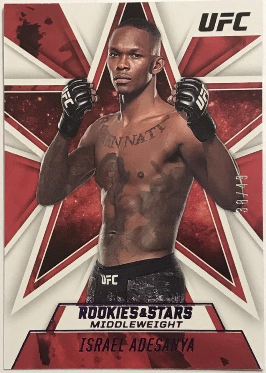 Israel Adesanya 2021 Panini Chronicles UFC Base Rookies and Stars #87 Purple