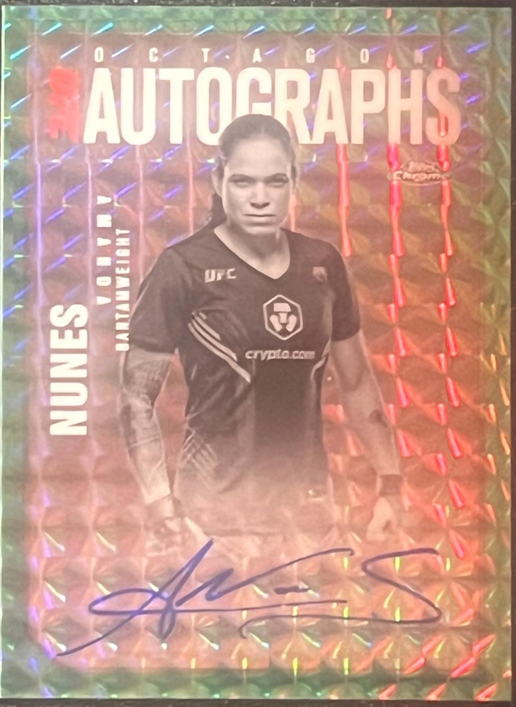 Amanda Nunes 2025 Topps Chrome UFC Octagon Legends Autographs #OLA-AN Geometric Aqua Refractor