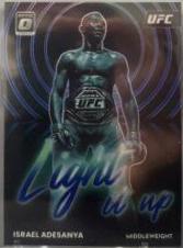 Israel Adesanya 2023 Panini Donruss Optic UFC Light It Up #17 Blue