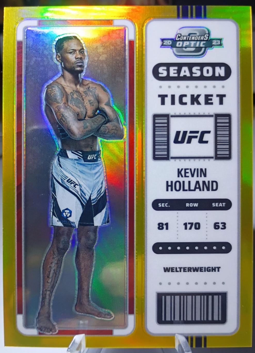 Kevin Holland 2023 Panini Chronicles UFC Base Contenders Optic Season Ticket #360 Gold