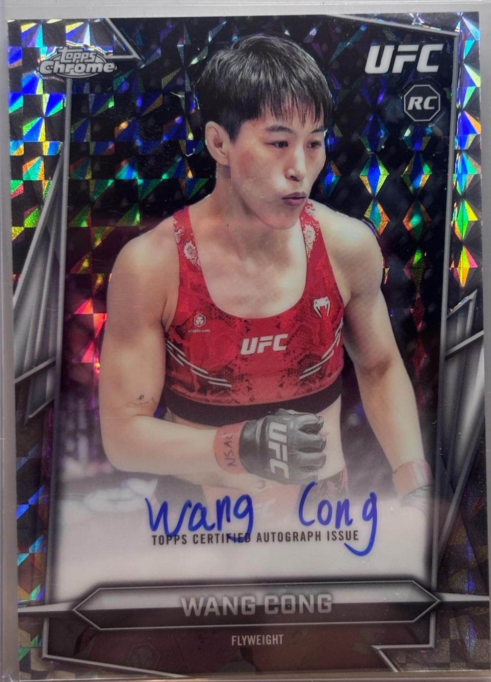 Wang Cong 2026 Topps Chrome UFC Base Autographs #BAV-WC Geometric Refractor