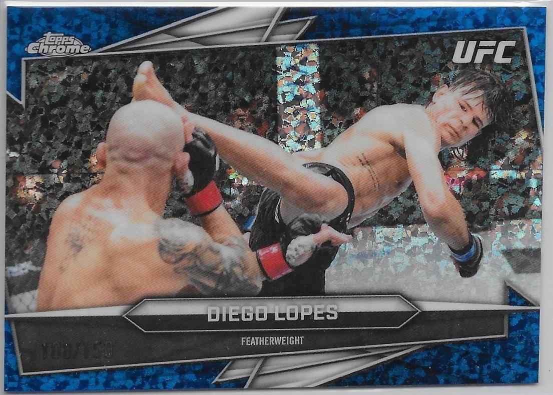 Diego Lopes 2026 Topps Chrome UFC Base #128 Blue Mini Diamonds Refractor