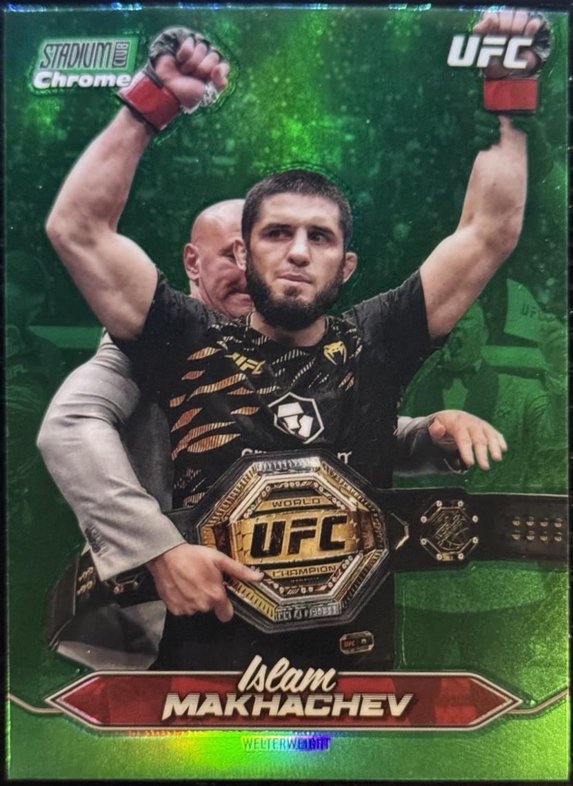 Islam Makhachev 2025 Topps Stadium Club UFC Base Chrome #C-1 Green Refractor