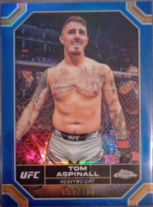 Tom Aspinall 2024 Topps Chrome UFC Base #187 Blue Refractor