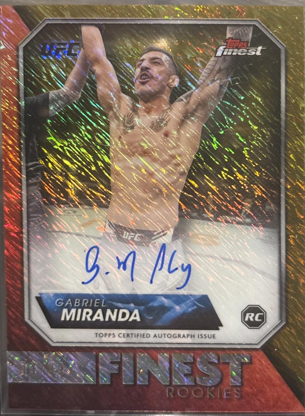 Gabriel Miranda 2024 Topps Finest UFC Rookie Finest Autographs #RFA-GM Gold Shimmer Refractor