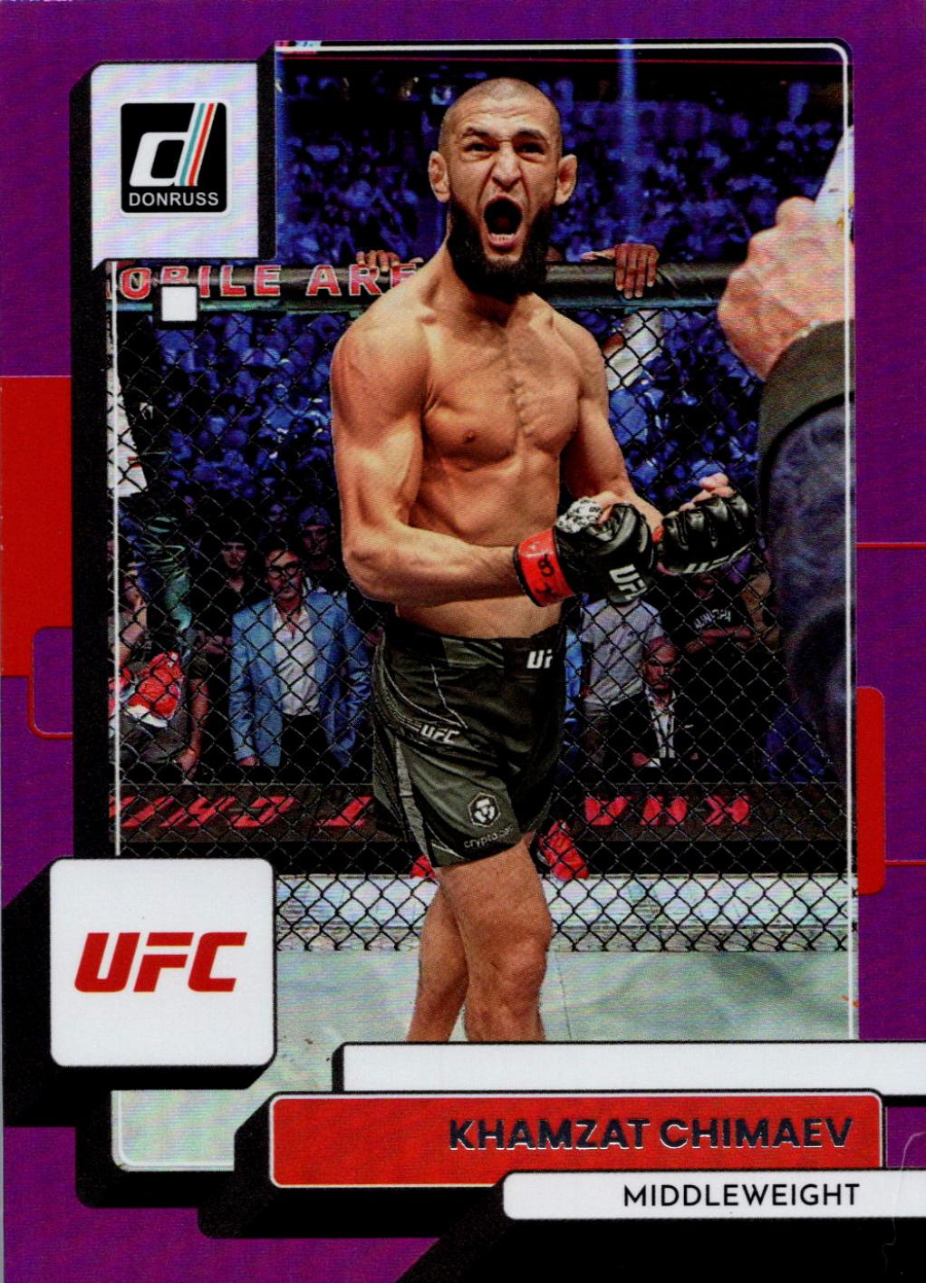 Khamzat Chimaev 2023 Panini Donruss UFC Base #174 Purple Flood