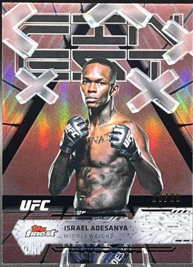 Israel Adesanya 2025 Topps Finest UFC Base Common #17 Red Black Vapor Refractor