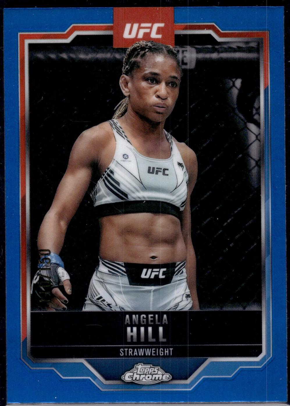 Angela Hill 2025 Topps Chrome UFC Base #124 Blue Refractor