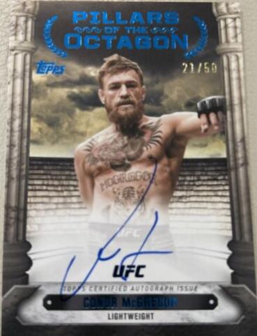 Conor McGregor 2024 Topps Knockout UFC Pillars of the Octagon Autographs #PTG-CMR Blue