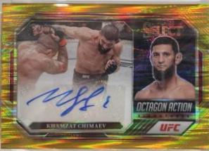 Khamzat Chimaev 2023 Panini Select UFC Octagon Action Signatures #1 Gold Flash