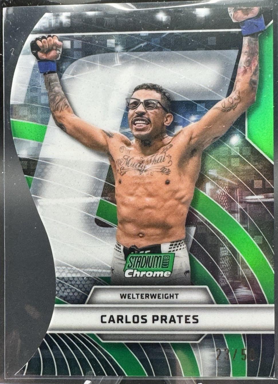 Carlos Prates 2026 Topps Stadium Club UFC Triumvirates #TV-54 Green Refractor