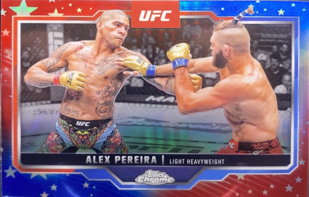 Alex Pereira 2025 Topps Chrome UFC Base #2 Red White Blue Refractor