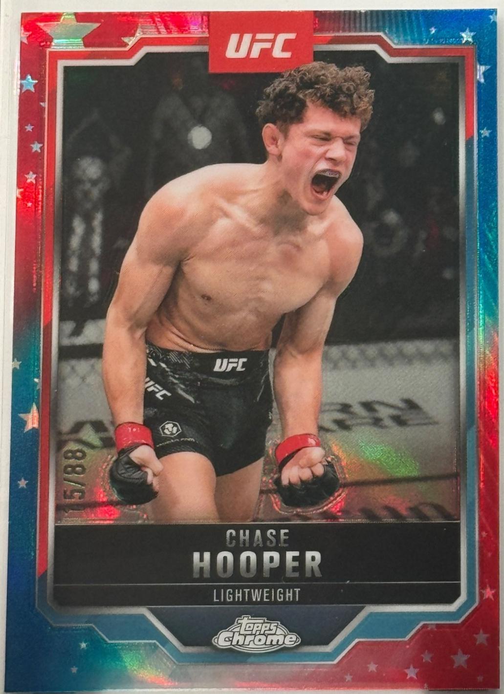Chase Hooper 2025 Topps Chrome UFC Base #17 Red White Blue Refractor