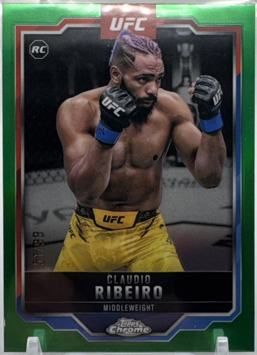 Claudio Ribeiro 2025 Topps Chrome UFC Base #16 Green Refractor
