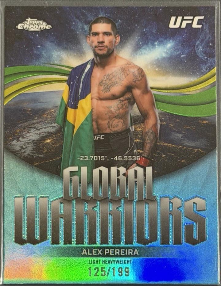 Alex Pereira 2026 Topps Chrome UFC Global Warriors #GW-13 Blue Refractor