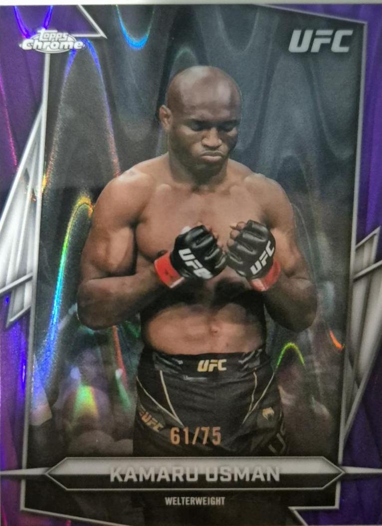 Kamaru Usman 2026 Topps Chrome UFC Base #27 Purple Ray Wave Refractor