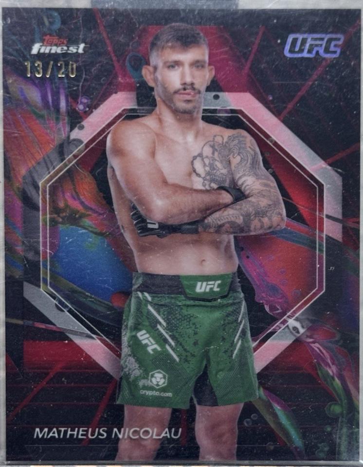 Matheus Nicolau 2024 Topps Finest UFC Base Common #99 Red Black Vapor Refractor