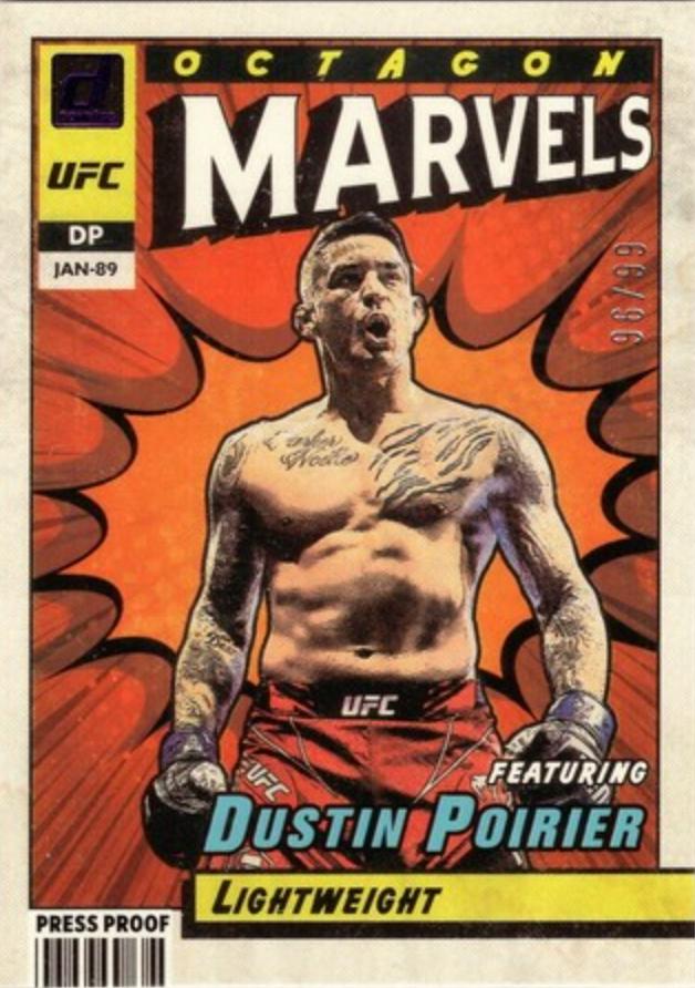 Dustin Poirier 2022 Panini Donruss UFC Octagon Marvels #8 Press Proof Purple
